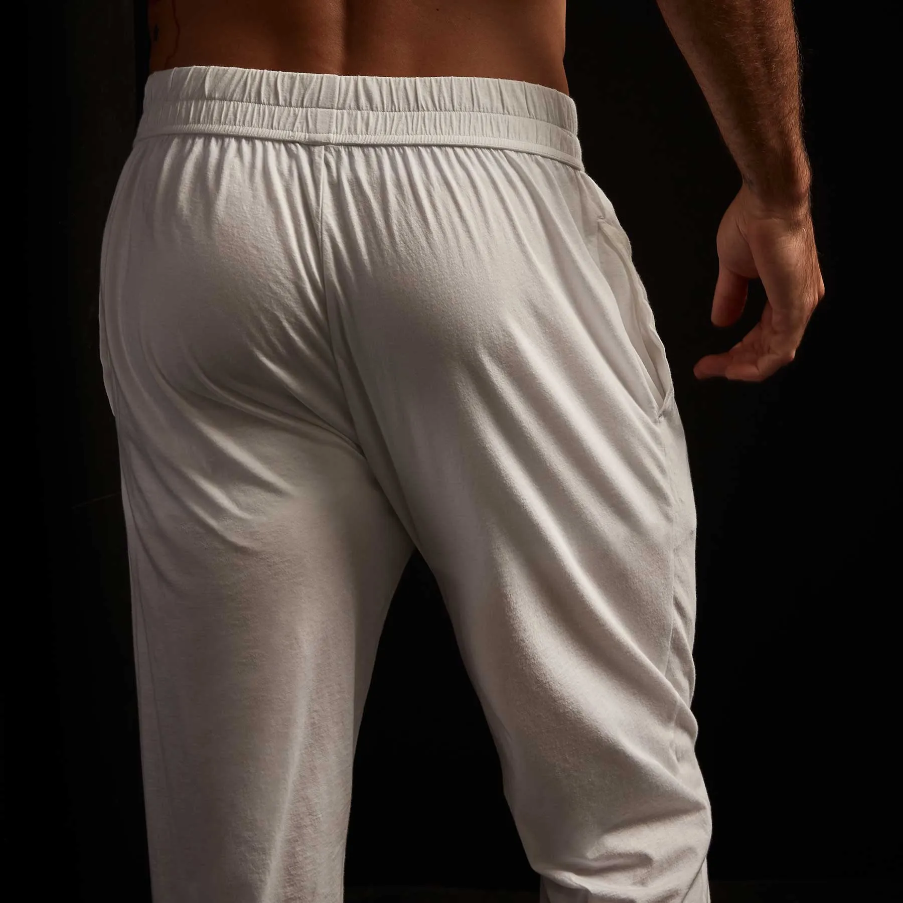 Luxe Lotus Jersey Tapered Lounge Pant - White