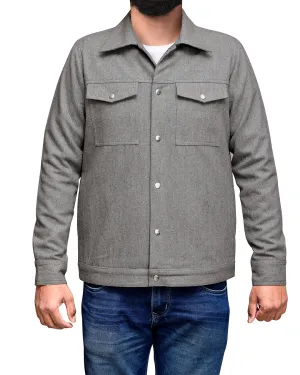 Luxire Light Grey Wool Shirt Jacket