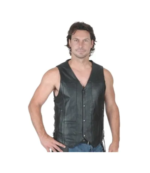 Men's 10 pocket leather vest 2632 MV SL GP