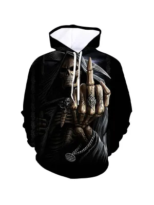 Men's Angry Horror Skull Graphic Print Hoodies