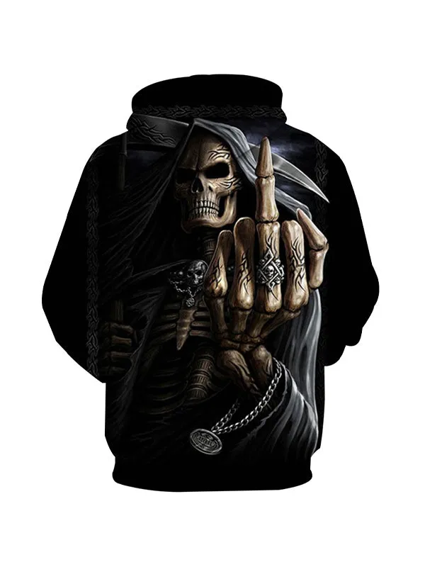 Men's Angry Horror Skull Graphic Print Hoodies