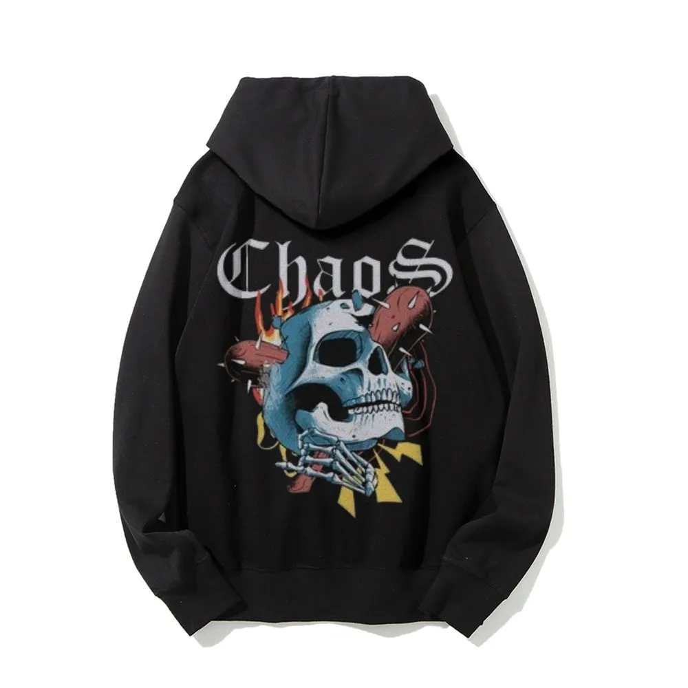 Mens Choas Skull Graphic Hoodies