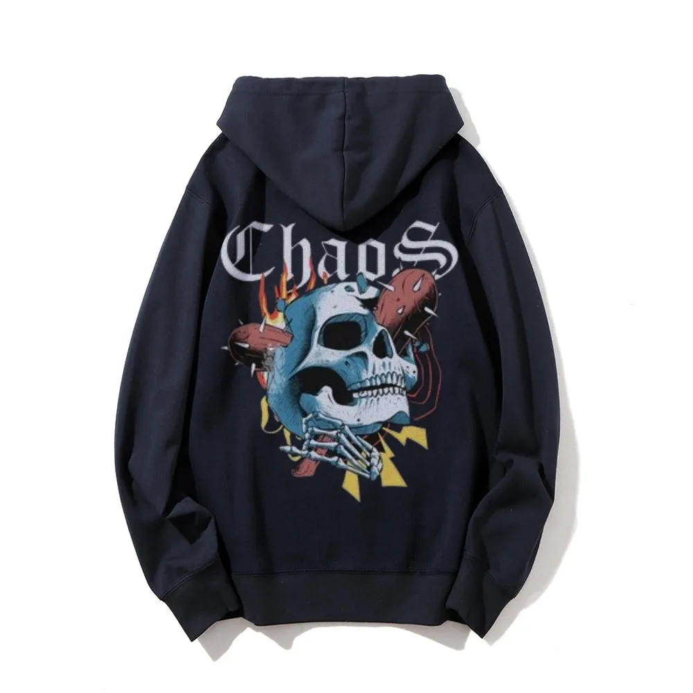 Mens Choas Skull Graphic Hoodies