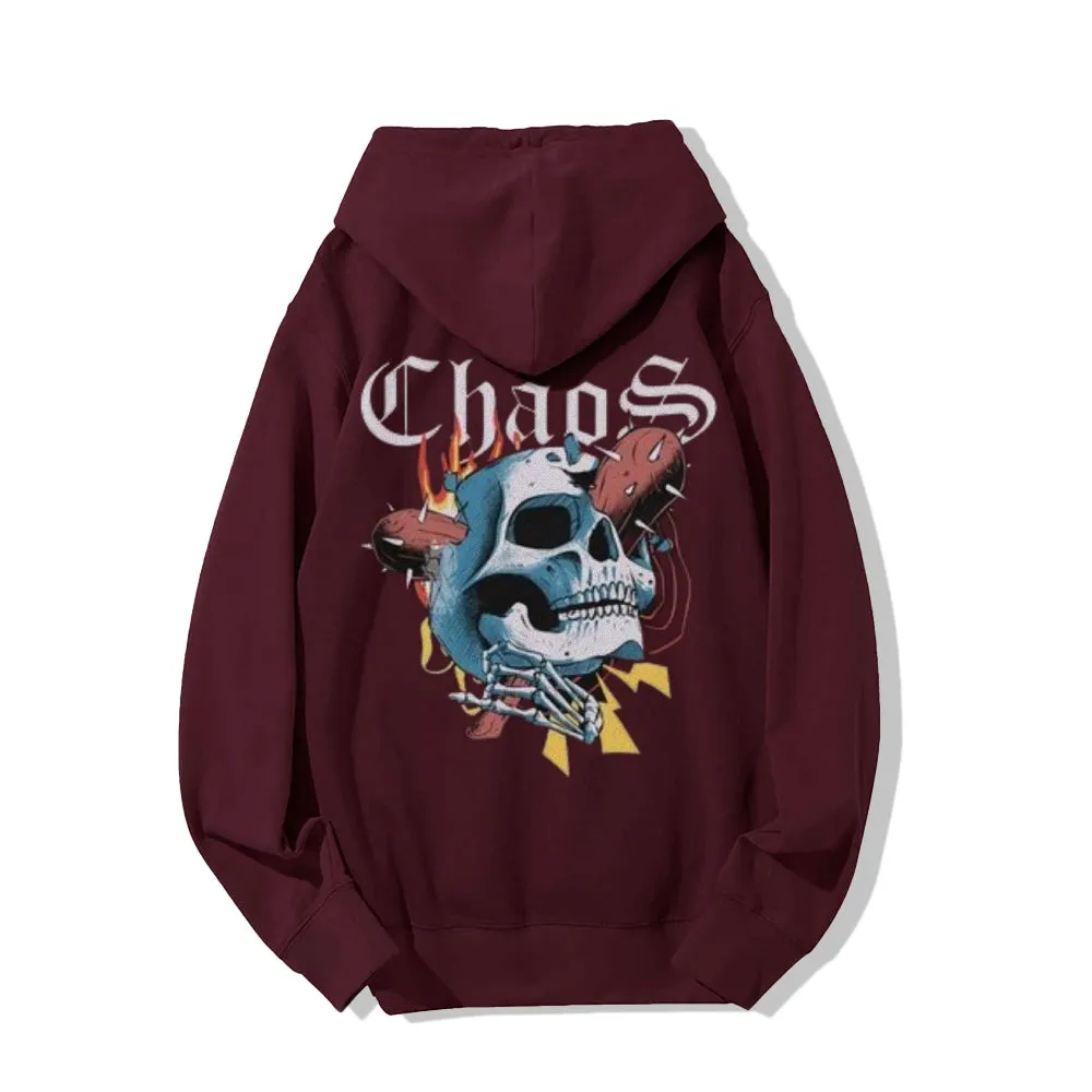 Mens Choas Skull Graphic Hoodies