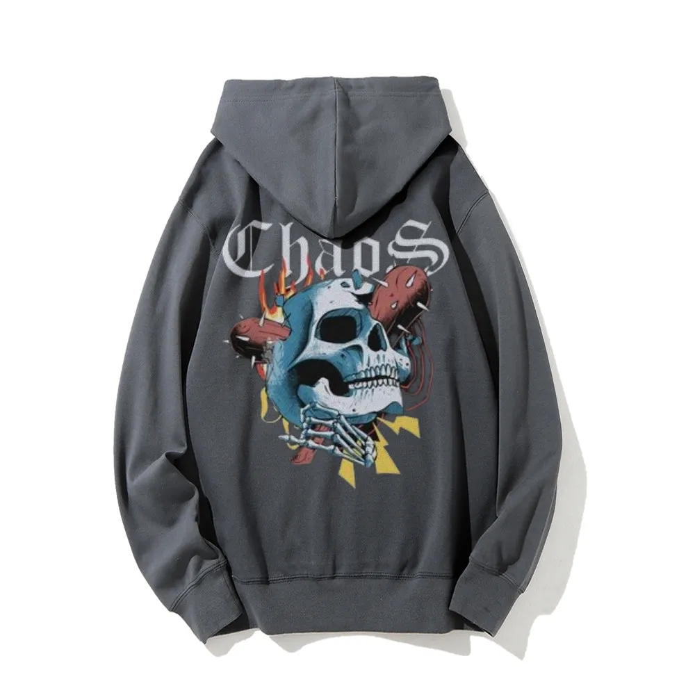 Mens Choas Skull Graphic Hoodies