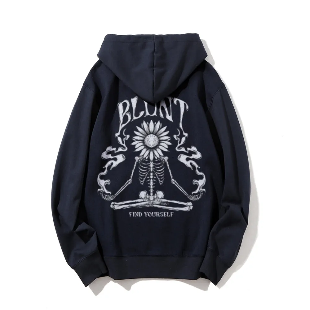 Mens FIND YOURSELF Skull Graphic Hoodies