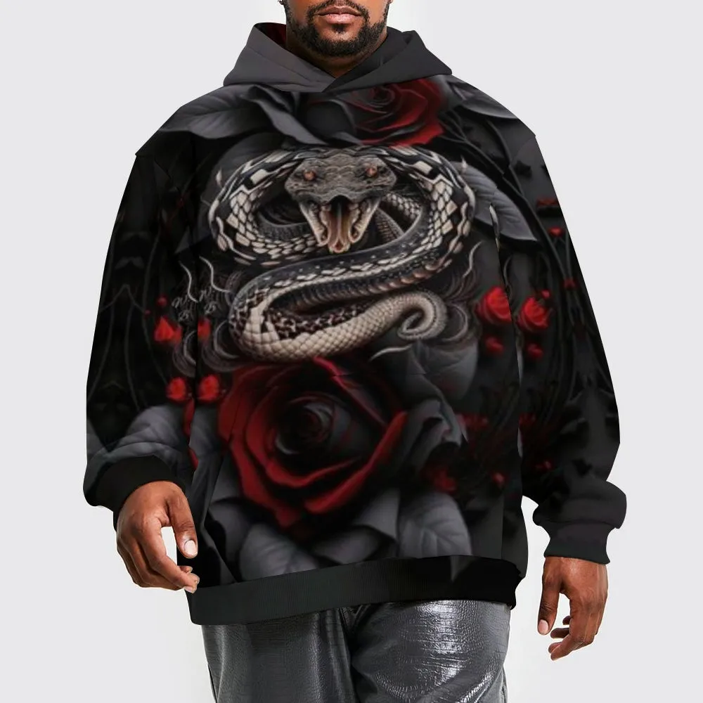 Mens Halloween Evil Snake with Roses 3D Print Hoodies