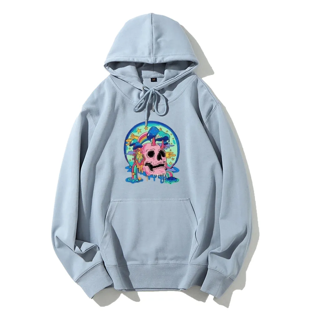 Mens Skull with Magic Mushroom Graphic Hoodies