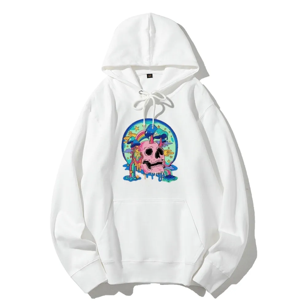 Mens Skull with Magic Mushroom Graphic Hoodies