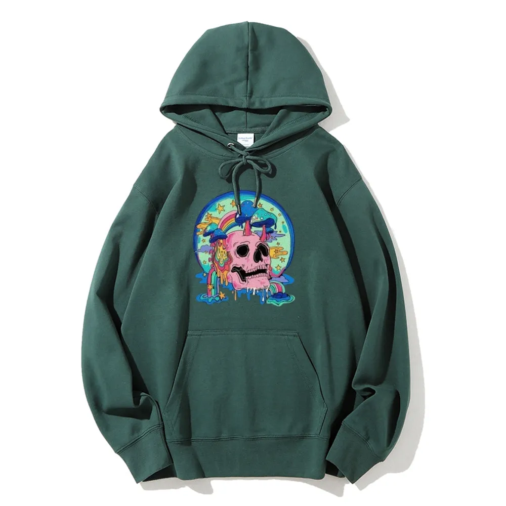 Mens Skull with Magic Mushroom Graphic Hoodies