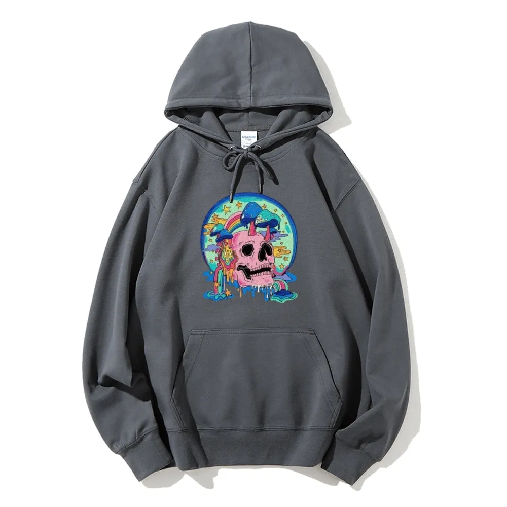 Mens Skull with Magic Mushroom Graphic Hoodies