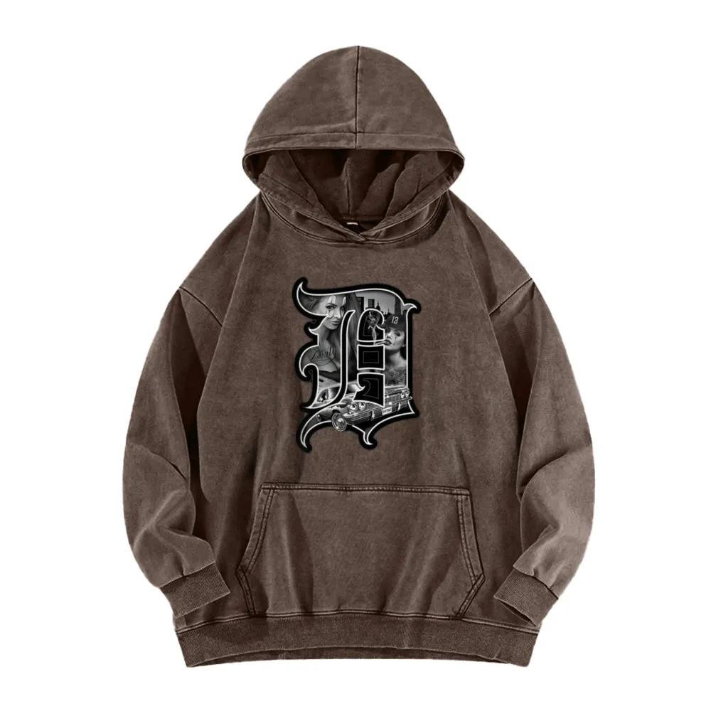 Mens Vintage Gothic Letter Print Hoodies