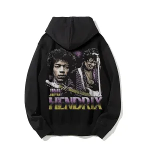 Mens Vintage Hendrix Darkness Style Print  Graphic Pullover With Kangaroo Pocket Hoodies