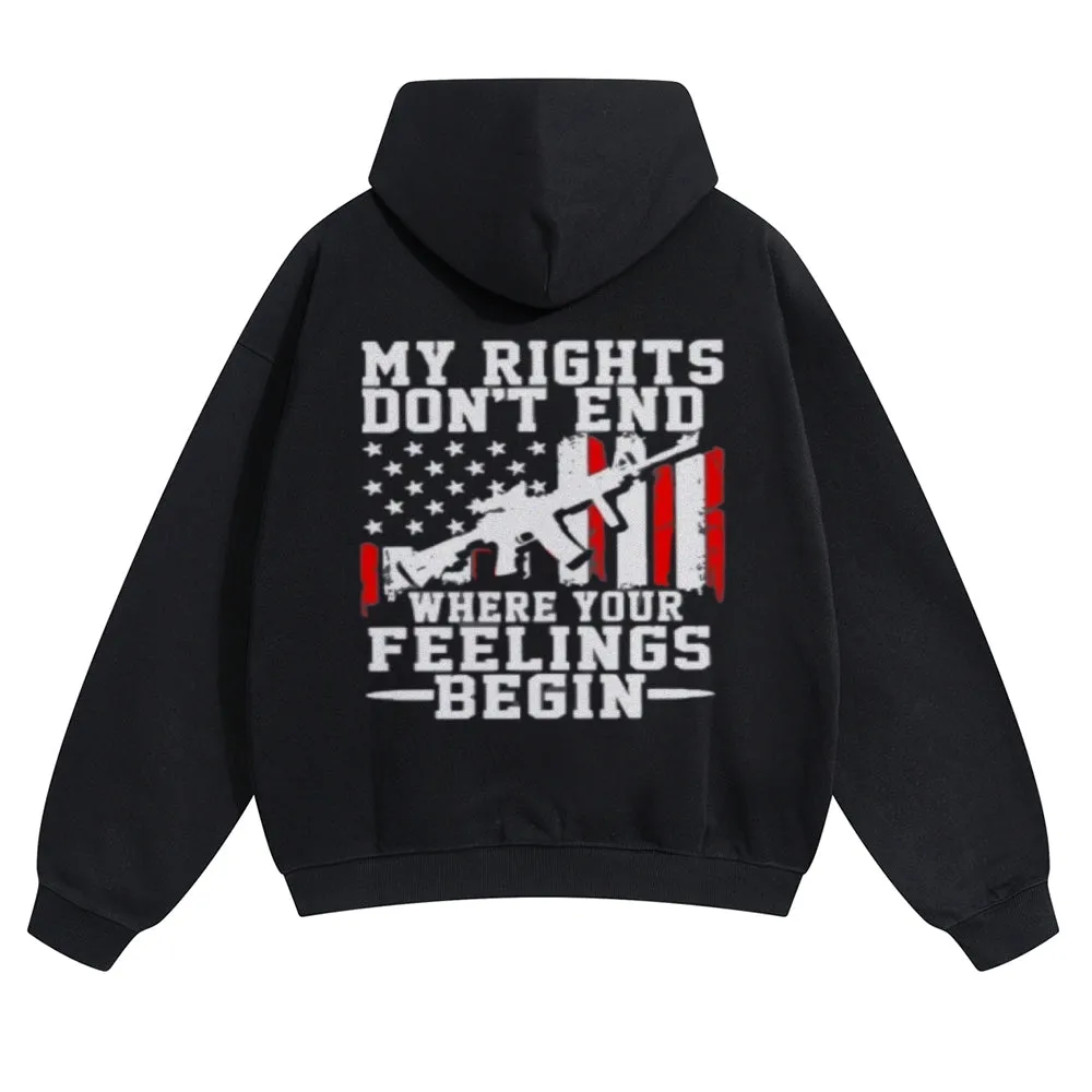 Mens Vintage My Rights Don't End Hoodies