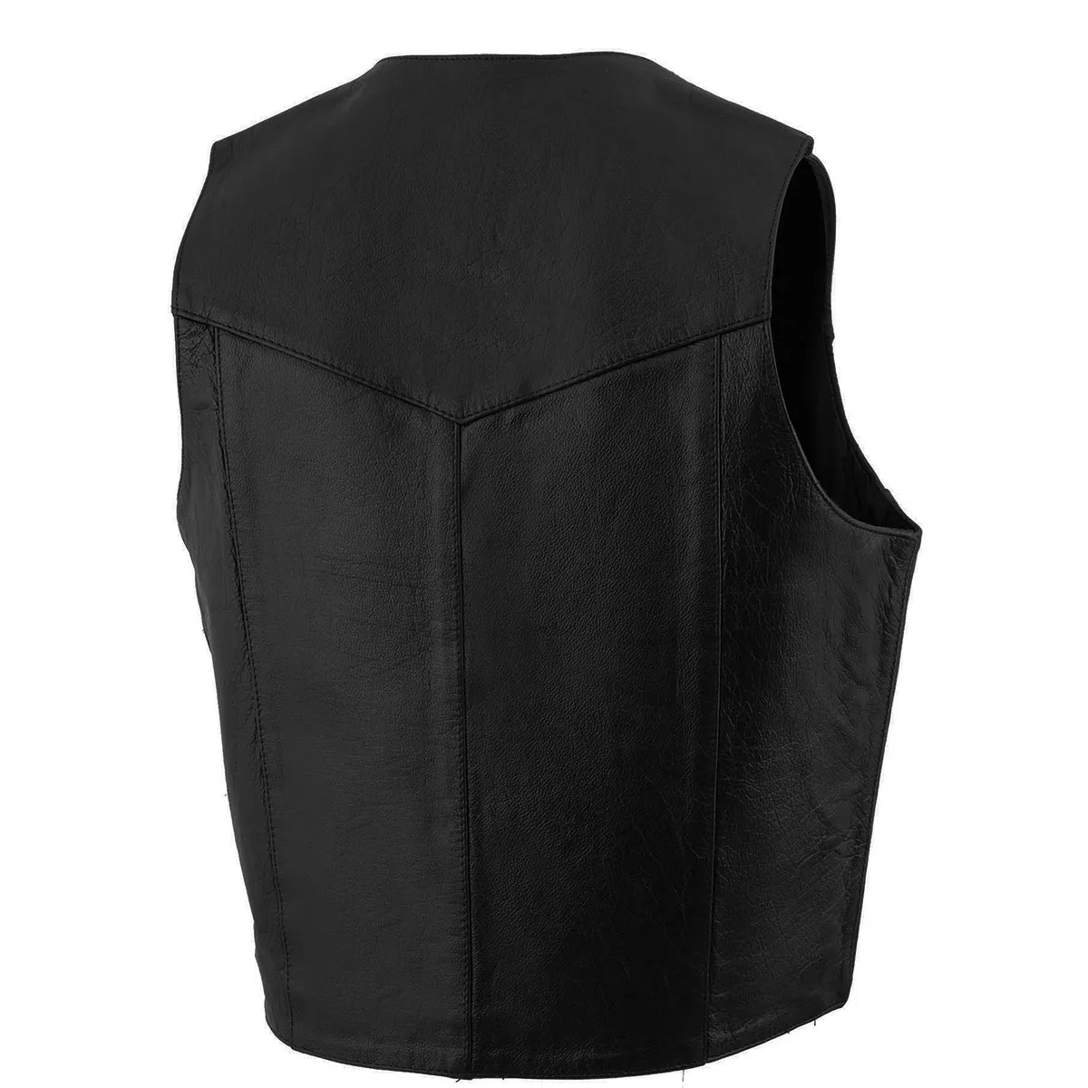 Milwaukee Leather SH131078 Men's Black Leather Classic V-Neck Motorcycle Leather Vest