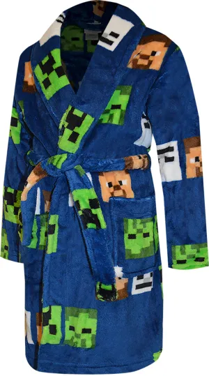 Minecraft Creeper and Steve Cozy Plush Bathrobe