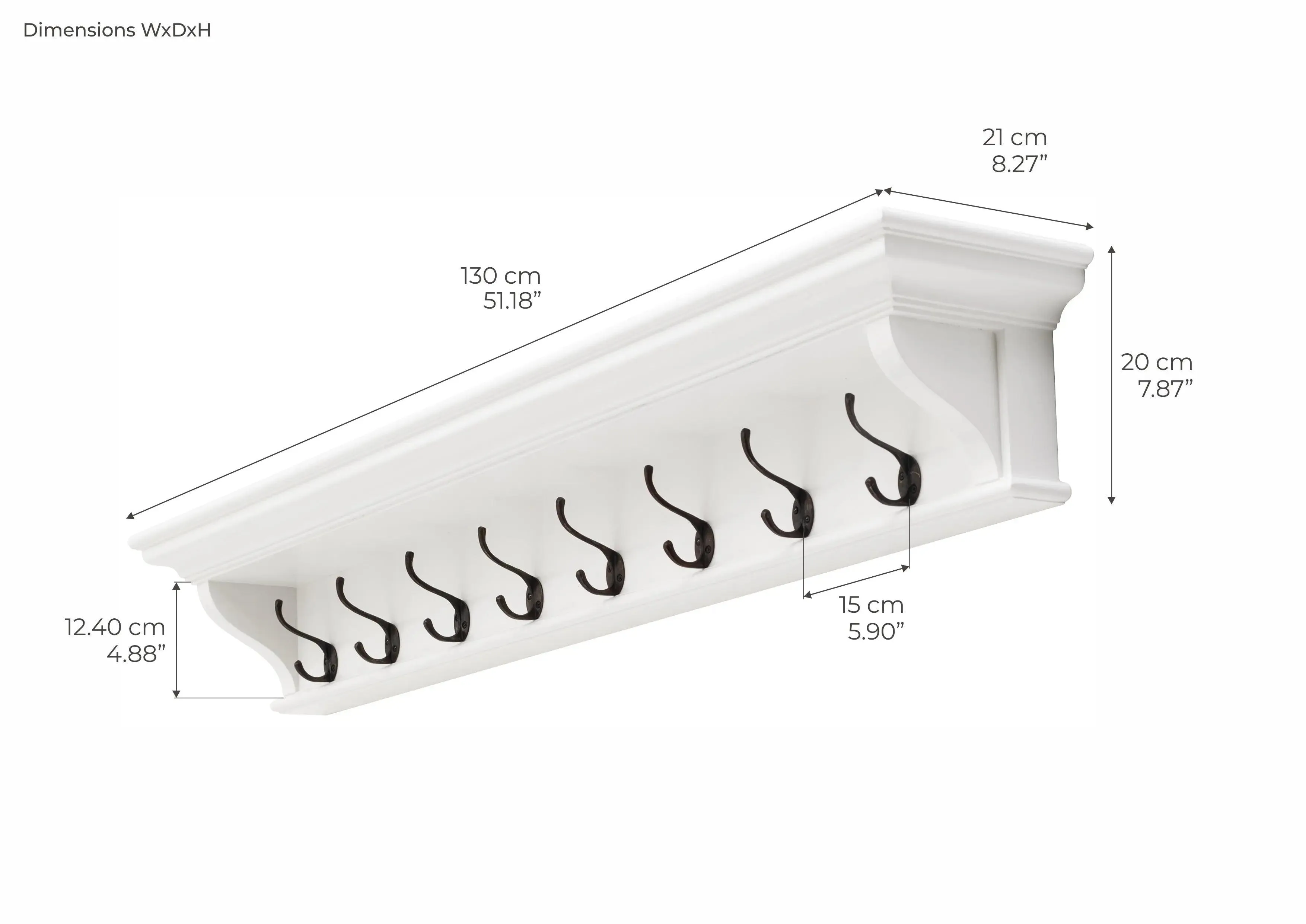 NovaSolo 8 Hook Coat Rack 130cm