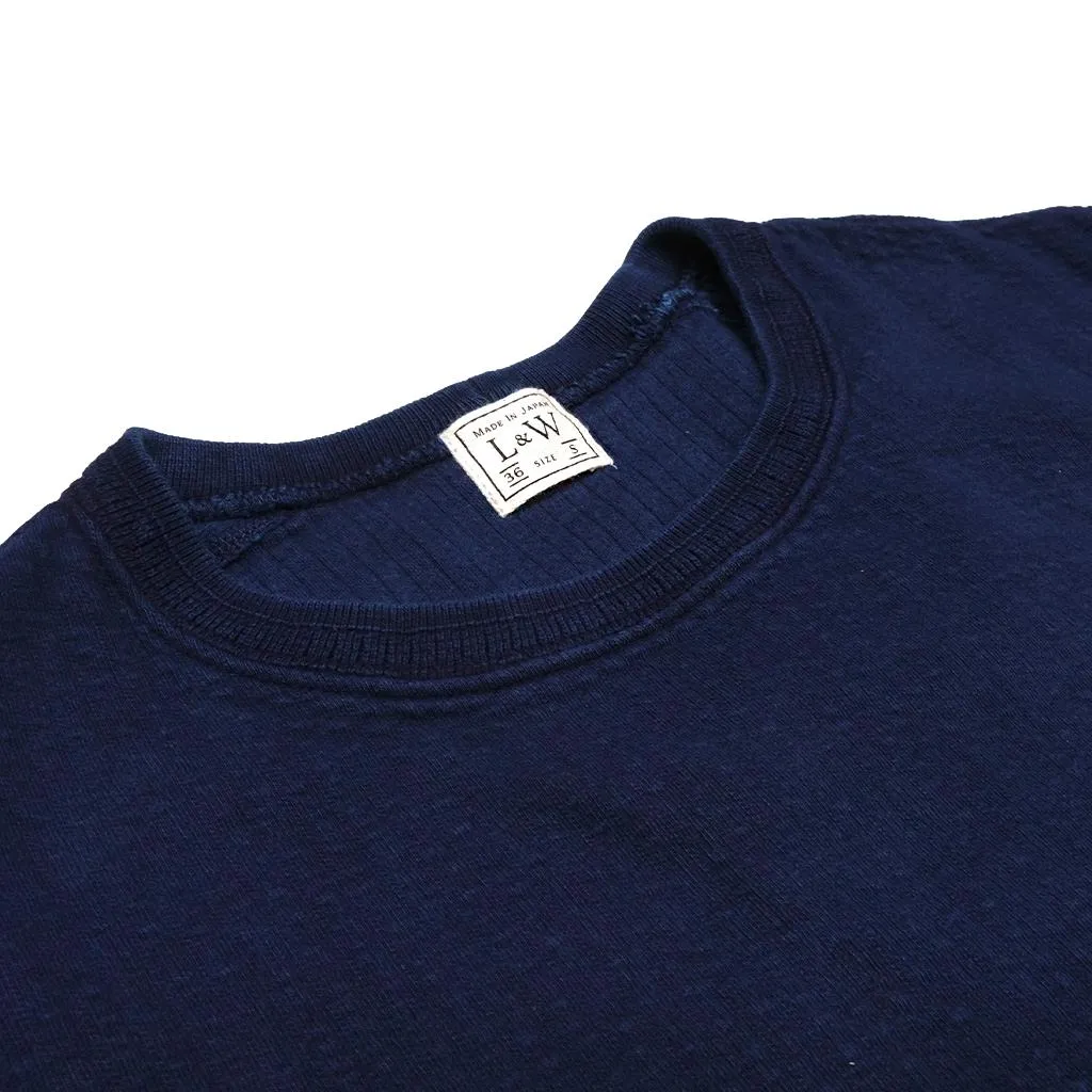 OD LW Indigo Dyed Double Face Jacquard Crewneck Thermal