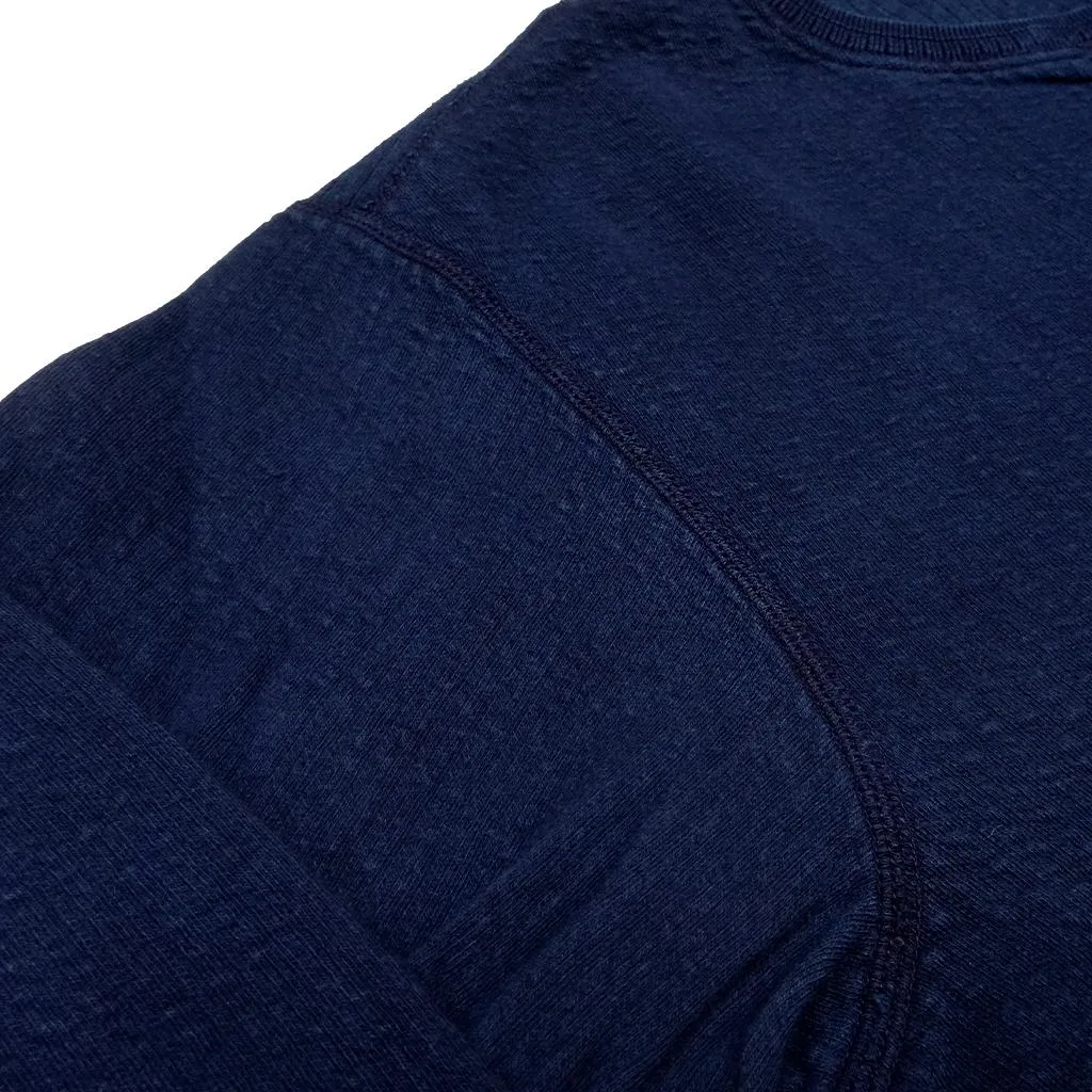 OD LW Indigo Dyed Double Face Jacquard Crewneck Thermal