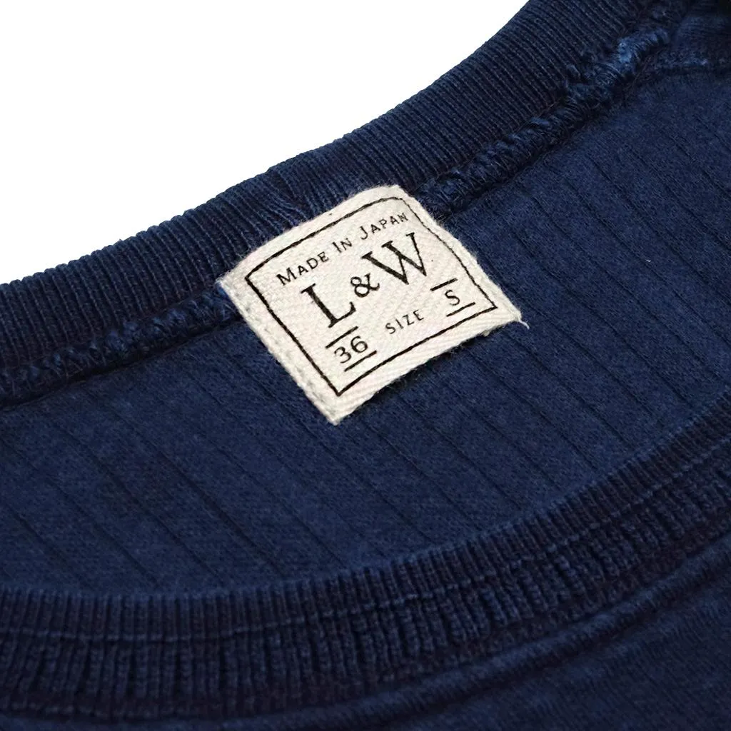 OD LW Indigo Dyed Double Face Jacquard Crewneck Thermal