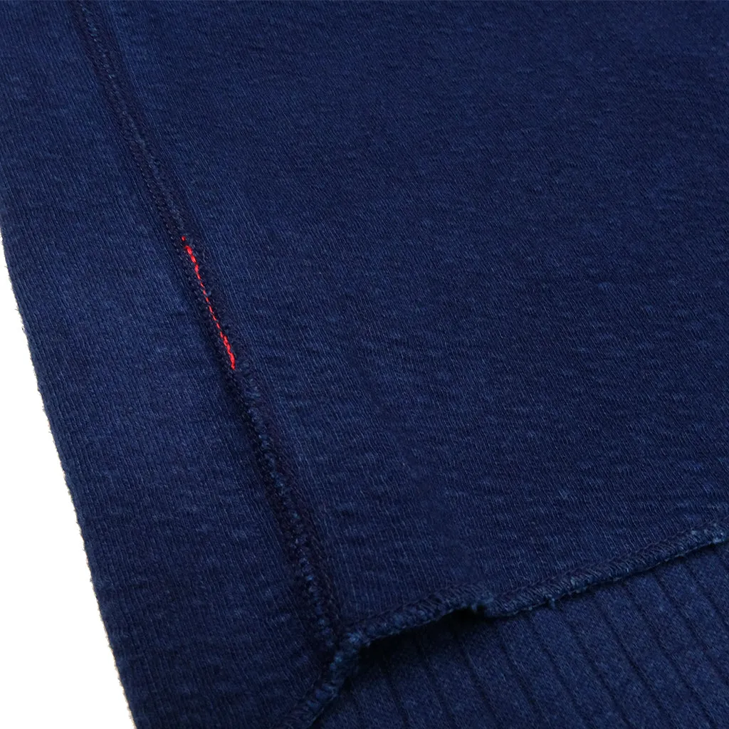 OD LW Indigo Dyed Double Face Jacquard Crewneck Thermal