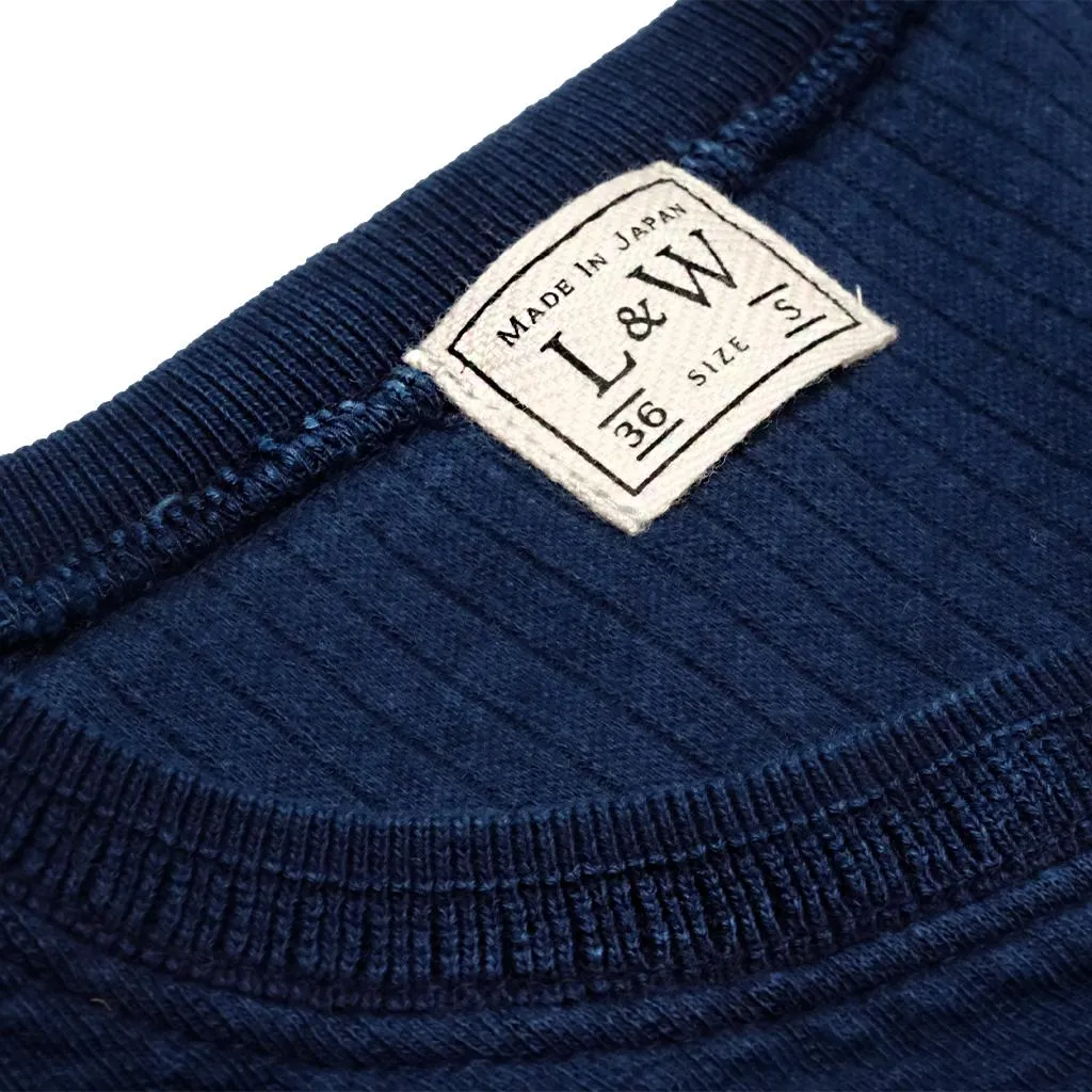 OD LW Indigo Dyed Double Face Jacquard Thermal Henley