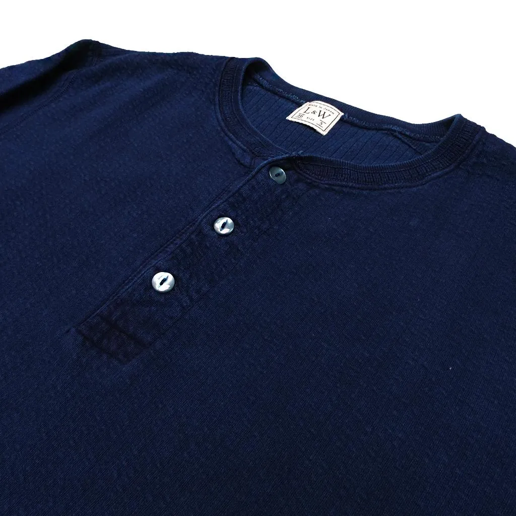 OD LW Indigo Dyed Double Face Jacquard Thermal Henley