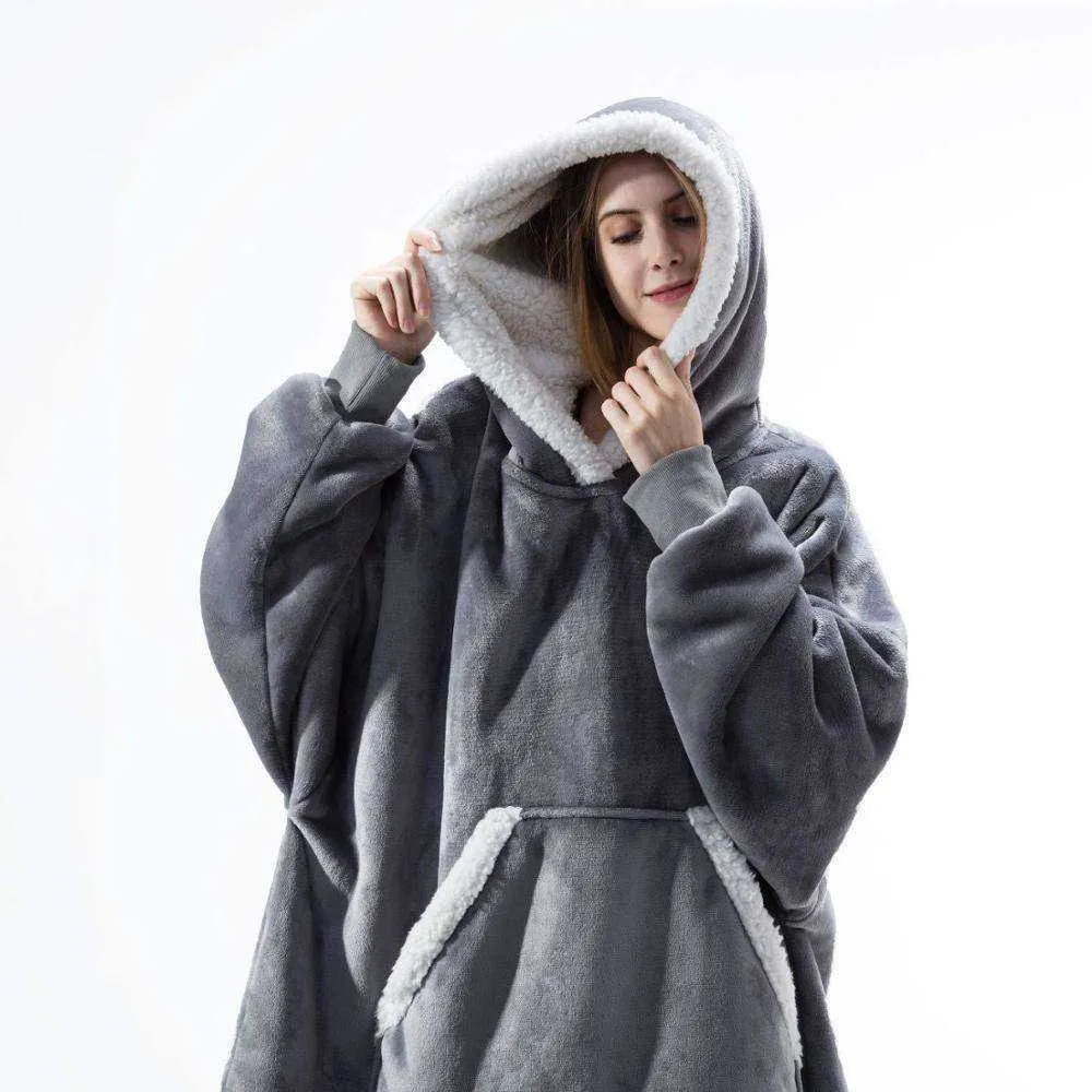 Oversized Blanket Hoodie with Sleeves