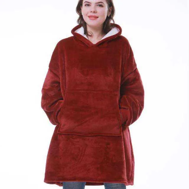 Oversized Blanket Hoodie with Sleeves