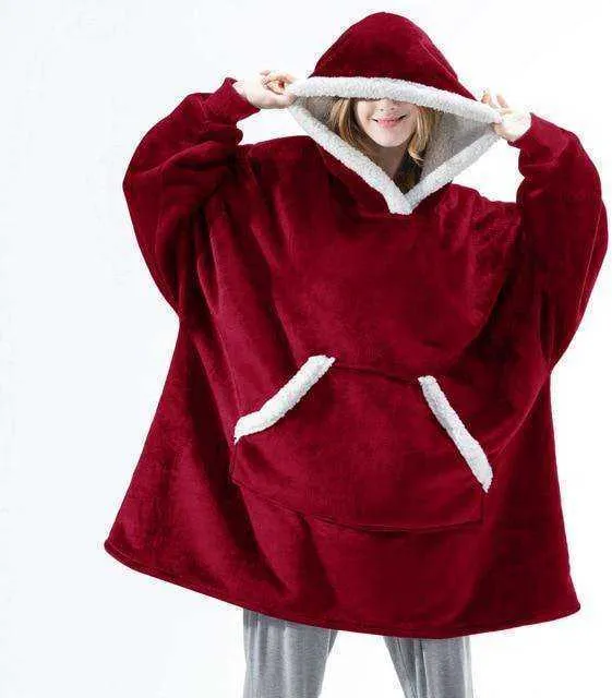 Oversized Blanket Hoodie with Sleeves