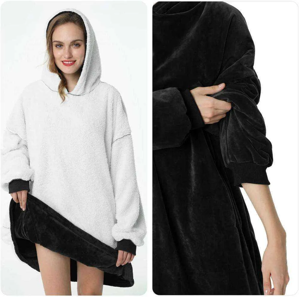 Oversized Blanket Hoodie with Sleeves