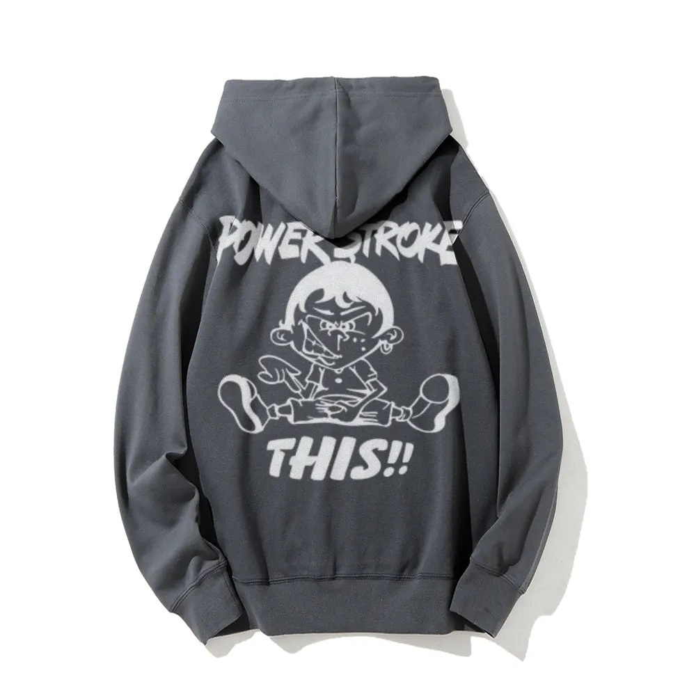 Powerstroke This Funny Letter Graphic Pullover With Kangaroo Pocket Hoodies