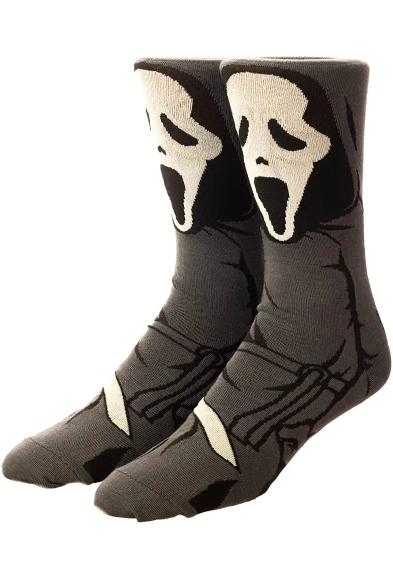 Scream Ghost Face Cartoon Socks, Fun Novelty Unisex 360 Degree Artwork Character Designed Crew Socks