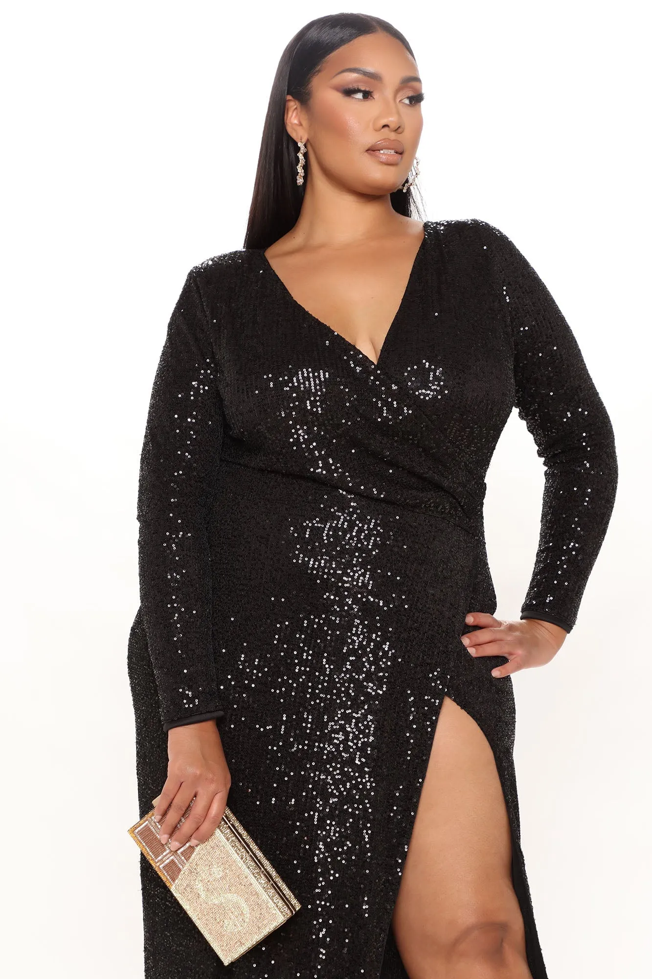 Shine Away Sequin Maxi Dress - Black