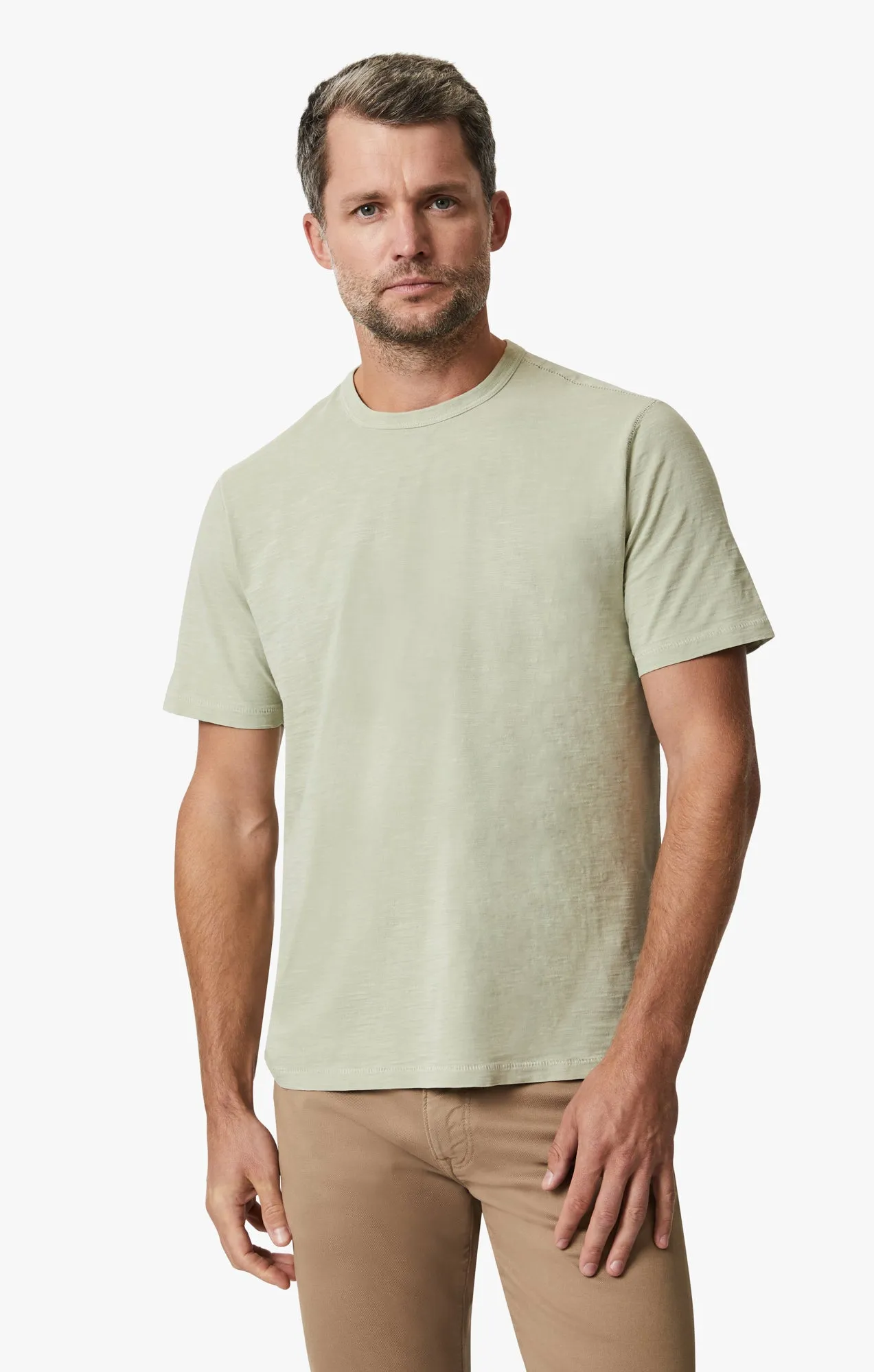 Slub Crew Neck T-Shirt In Sage