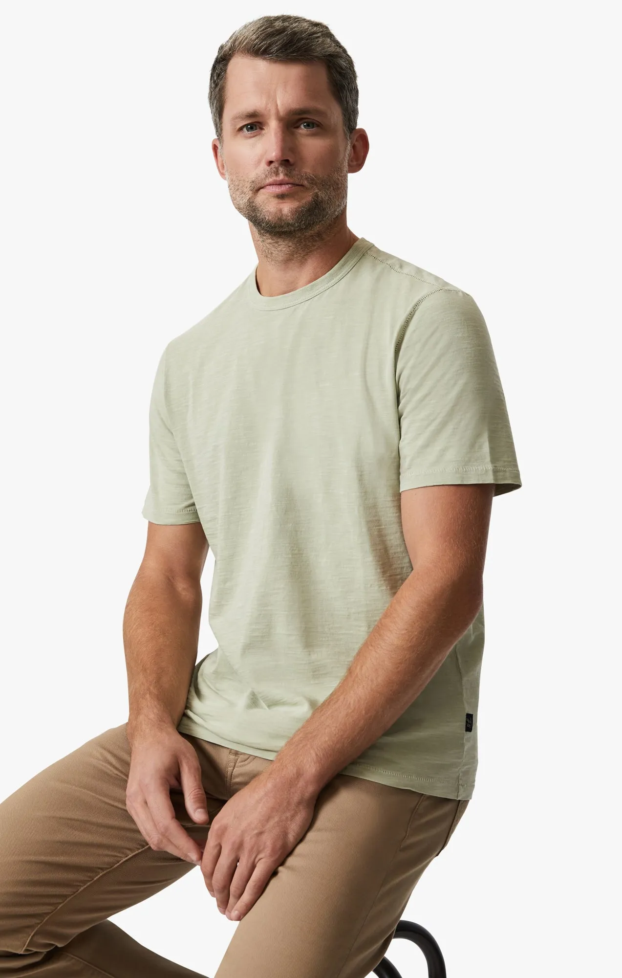 Slub Crew Neck T-Shirt In Sage