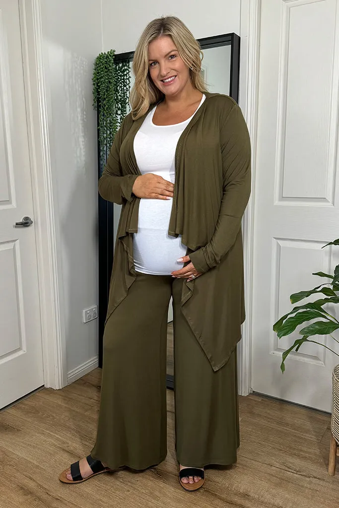 Waterfall Maternity Cardigan - Dark Olive