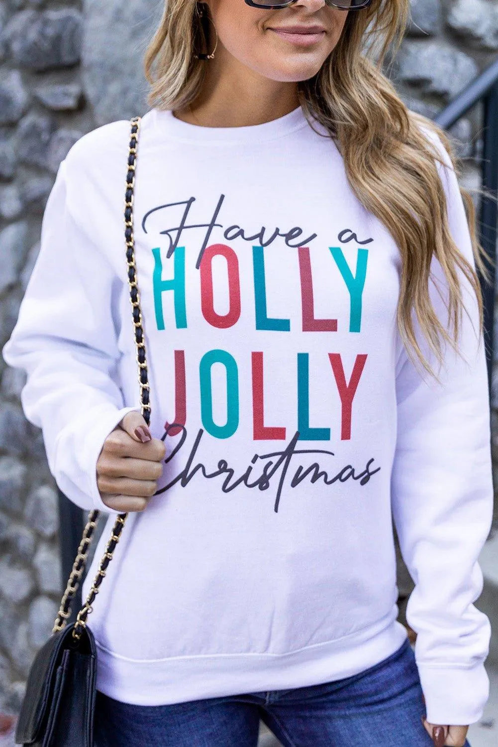 White "Have A HOLLY JOLLY" Christmas Sweatshirt