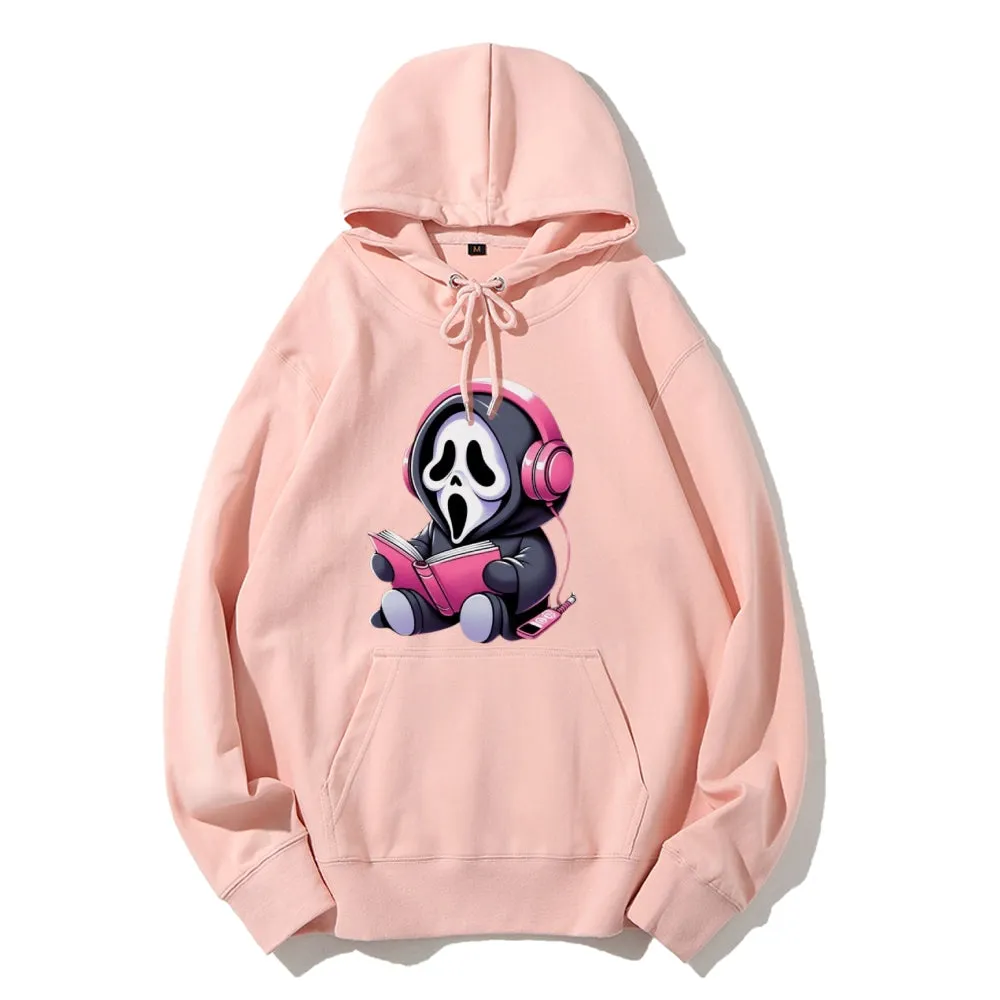 Women Cute Learning Skull Graphic Hoodies