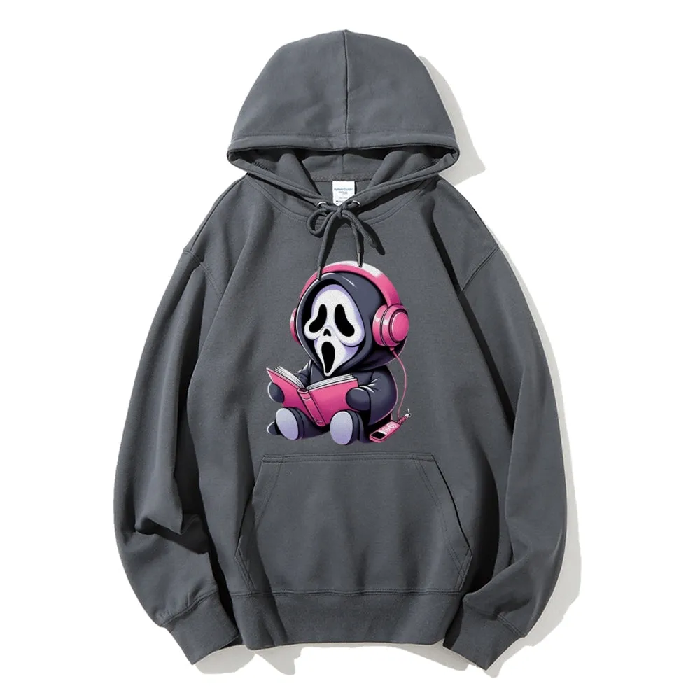 Women Cute Learning Skull Graphic Hoodies