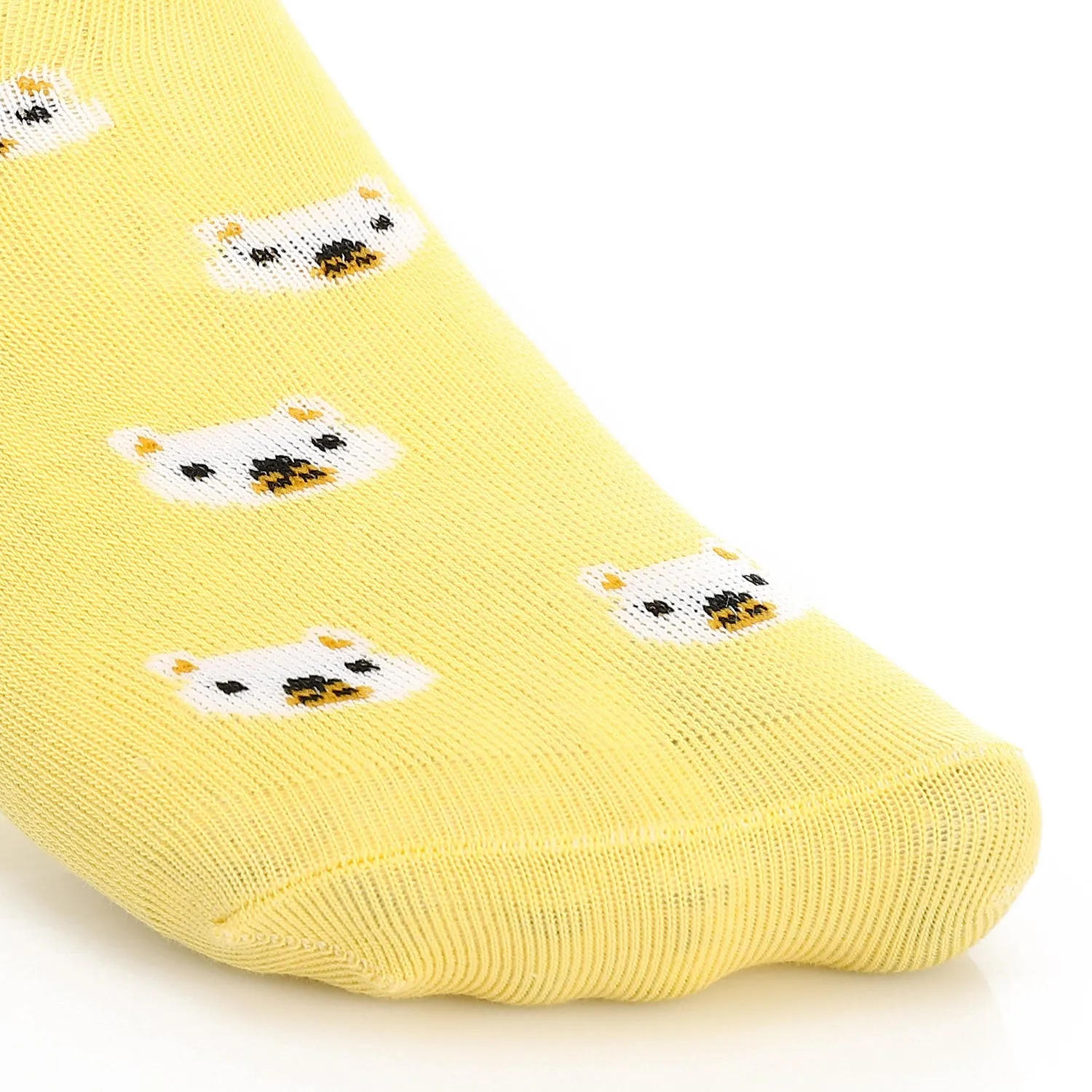 Women Socket Socks with Printed-Yellow