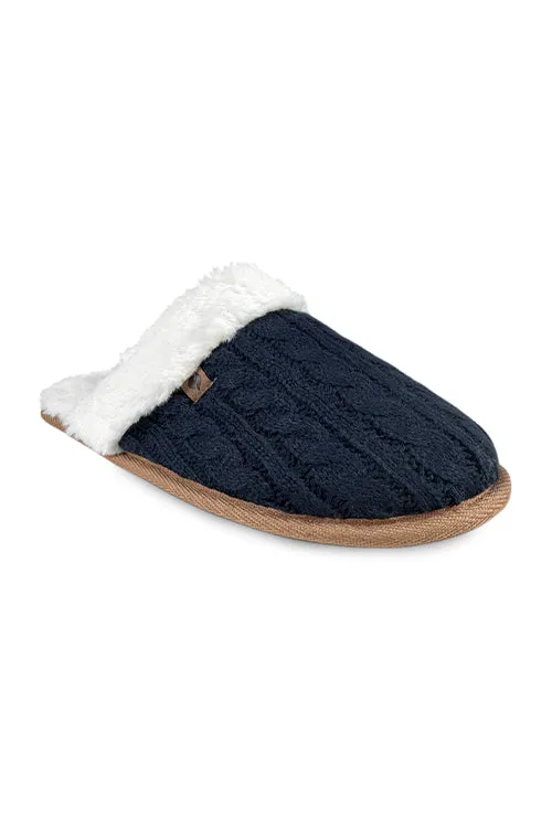 Women's Aria Cable Knit Faux Fur lined Scuff Slippers