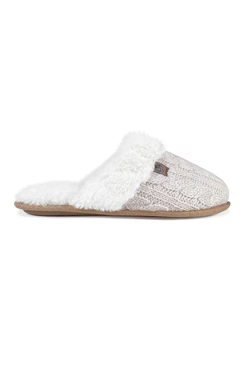 Women's Aria Cable Knit Faux Fur lined Scuff Slippers