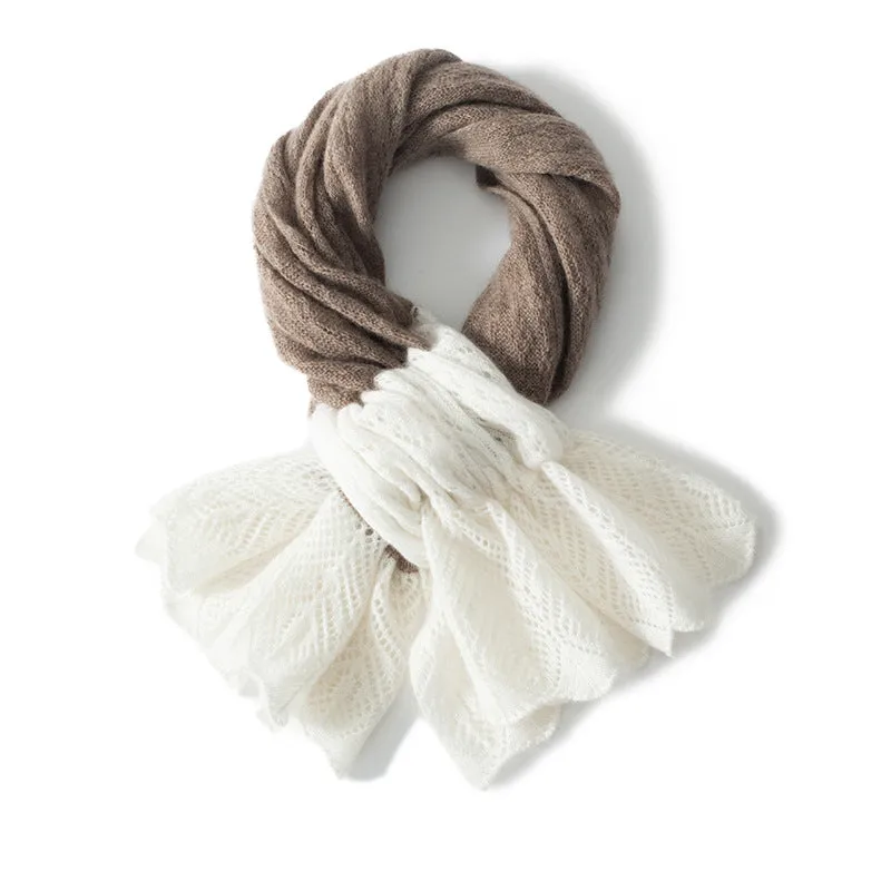 Women's Soft Comfortable Warm and Versatile Hollow Jacquard Knitted Cashmere Scarf