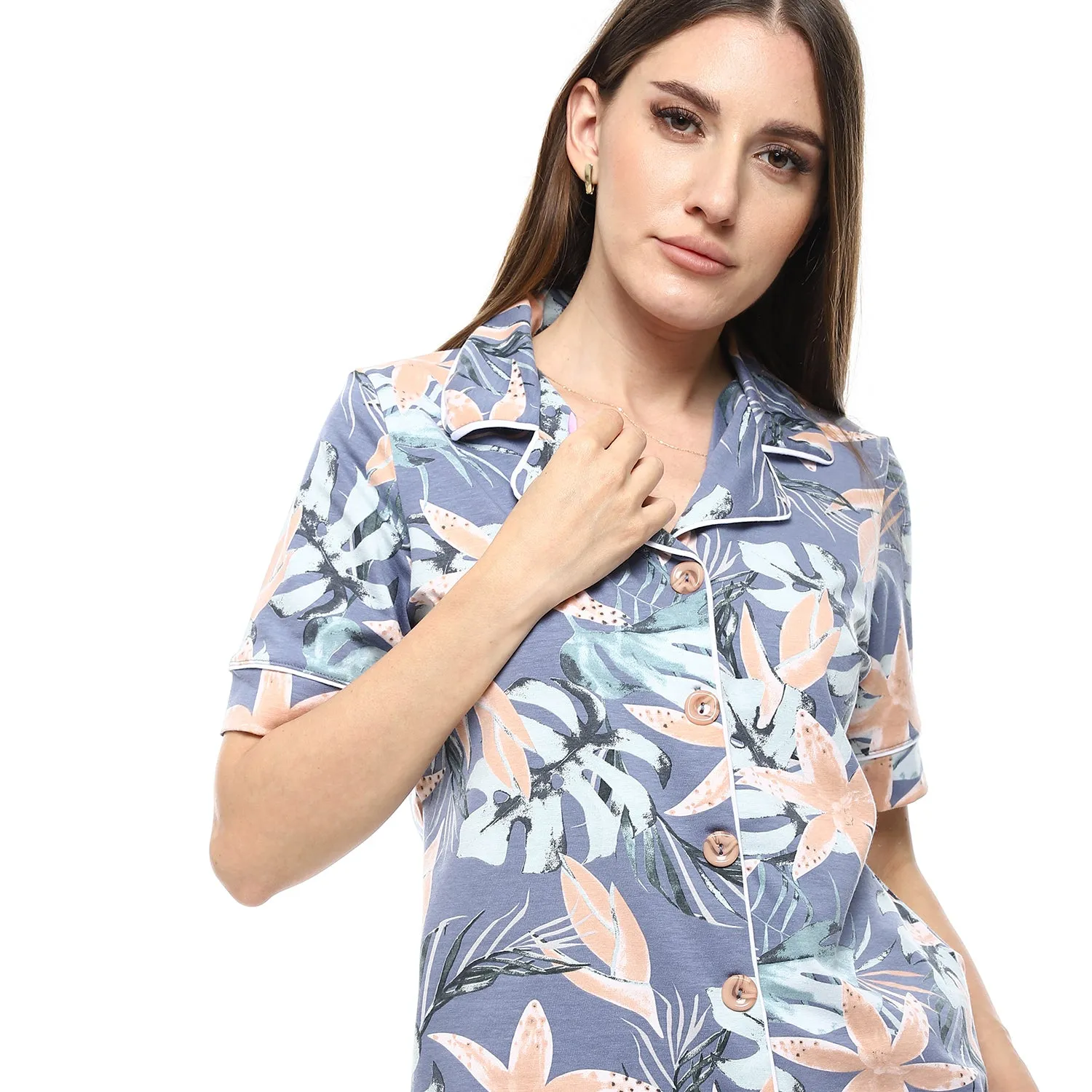 Women's Summer Pajamas Classic Floral Print - Indigo