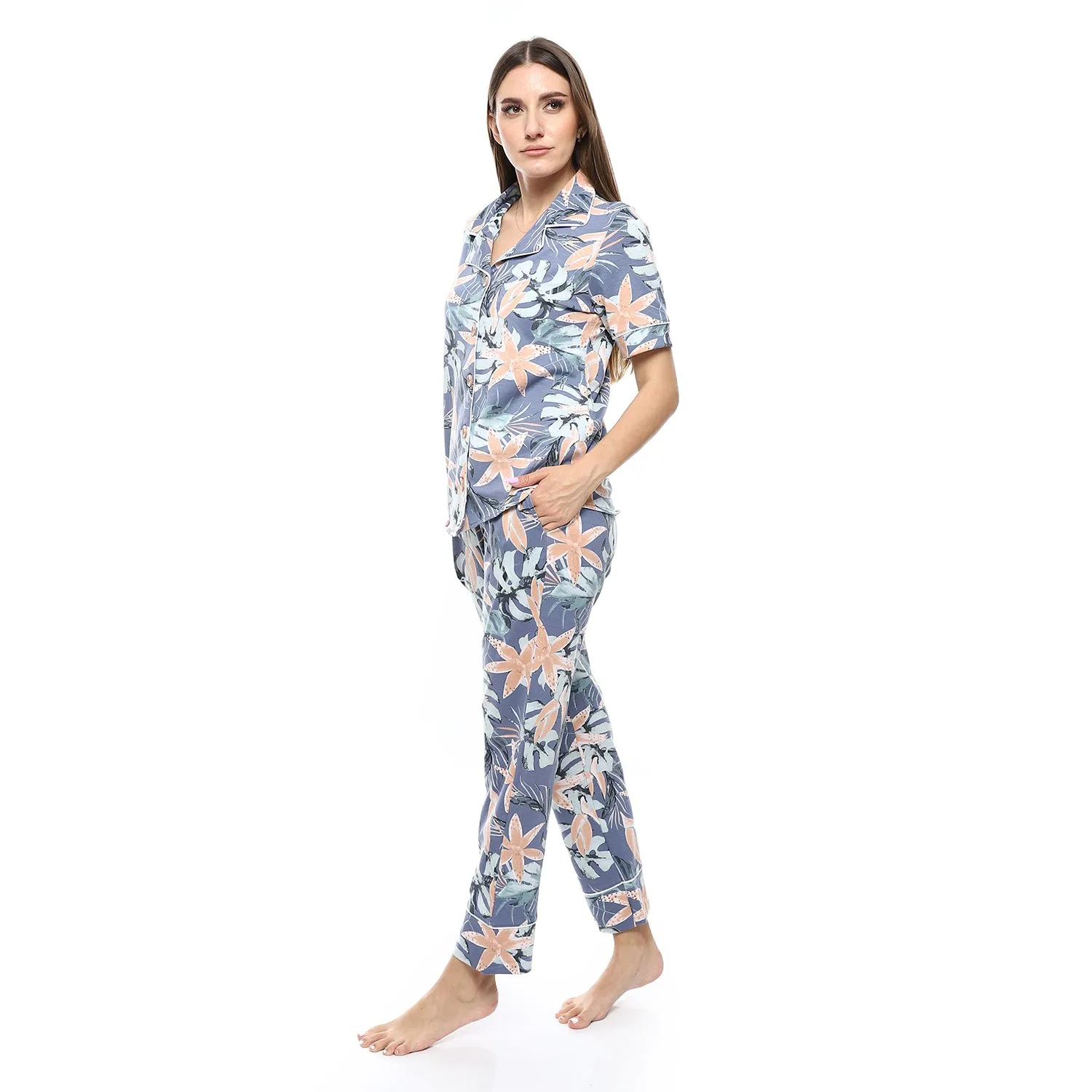 Women's Summer Pajamas Classic Floral Print - Indigo