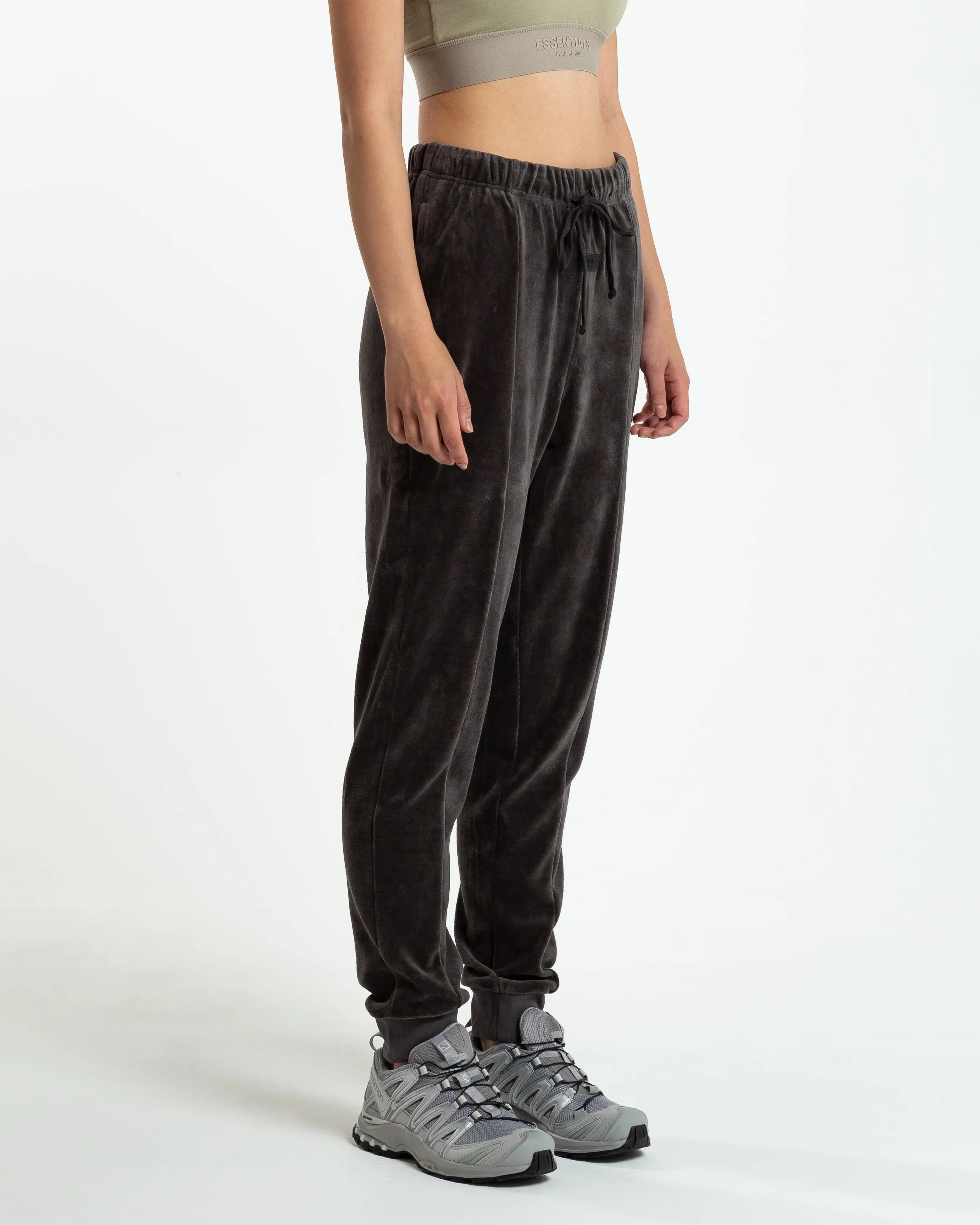 Women's Velour Track Pant in Iron